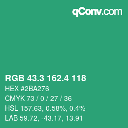 カラーコード: RGB 43.3 162.4 118 | qconv.com