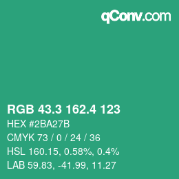 カラーコード: RGB 43.3 162.4 123 | qconv.com