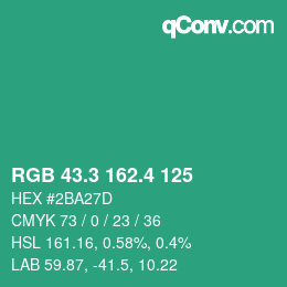 カラーコード: RGB 43.3 162.4 125 | qconv.com