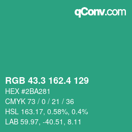 カラーコード: RGB 43.3 162.4 129 | qconv.com
