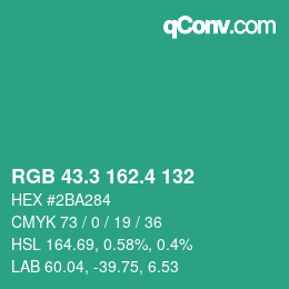 カラーコード: RGB 43.3 162.4 132 | qconv.com