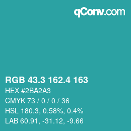 カラーコード: RGB 43.3 162.4 163 | qconv.com