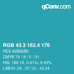 カラーコード: RGB 43.3 162.4 176 | qconv.com