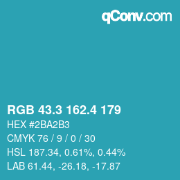カラーコード: RGB 43.3 162.4 179 | qconv.com