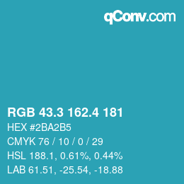 カラーコード: RGB 43.3 162.4 181 | qconv.com