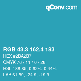 カラーコード: RGB 43.3 162.4 183 | qconv.com