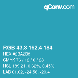 カラーコード: RGB 43.3 162.4 184 | qconv.com