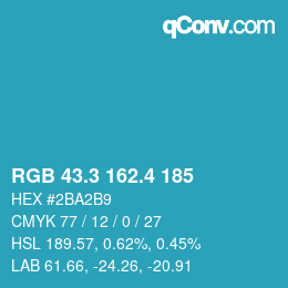 カラーコード: RGB 43.3 162.4 185 | qconv.com