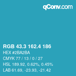 カラーコード: RGB 43.3 162.4 186 | qconv.com