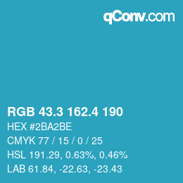 カラーコード: RGB 43.3 162.4 190 | qconv.com