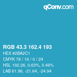 カラーコード: RGB 43.3 162.4 193 | qconv.com