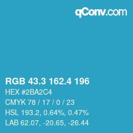 カラーコード: RGB 43.3 162.4 196 | qconv.com