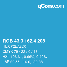 カラーコード: RGB 43.3 162.4 208 | qconv.com