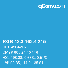 カラーコード: RGB 43.3 162.4 215 | qconv.com