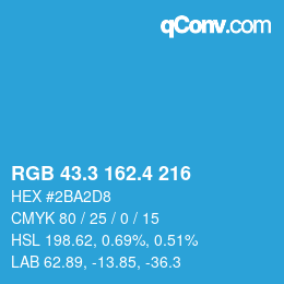 カラーコード: RGB 43.3 162.4 216 | qconv.com