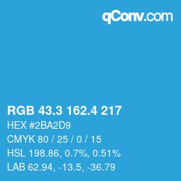 カラーコード: RGB 43.3 162.4 217 | qconv.com