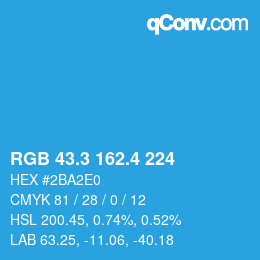 カラーコード: RGB 43.3 162.4 224 | qconv.com