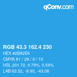 カラーコード: RGB 43.3 162.4 230 | qconv.com