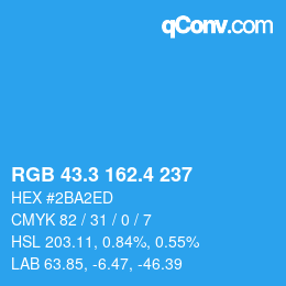 カラーコード: RGB 43.3 162.4 237 | qconv.com