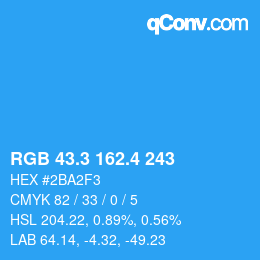 カラーコード: RGB 43.3 162.4 243 | qconv.com
