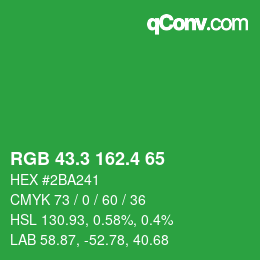 カラーコード: RGB 43.3 162.4 65 | qconv.com