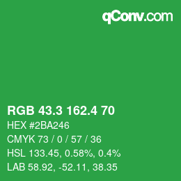 カラーコード: RGB 43.3 162.4 70 | qconv.com