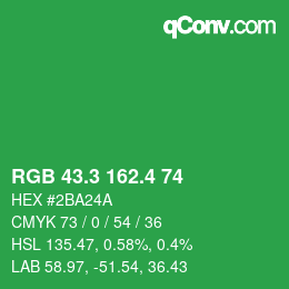 カラーコード: RGB 43.3 162.4 74 | qconv.com