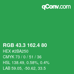 カラーコード: RGB 43.3 162.4 80 | qconv.com