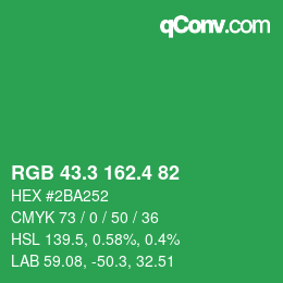 カラーコード: RGB 43.3 162.4 82 | qconv.com