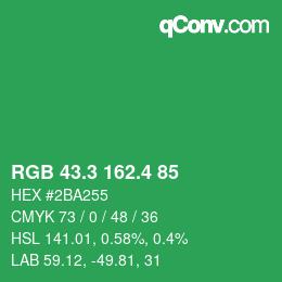 カラーコード: RGB 43.3 162.4 85 | qconv.com