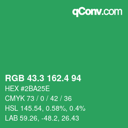 カラーコード: RGB 43.3 162.4 94 | qconv.com