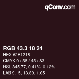 カラーコード: RGB 43.3 18 24 | qconv.com