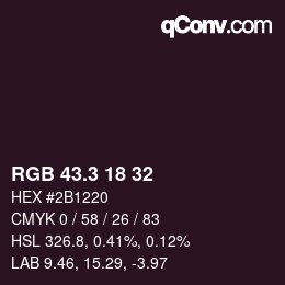 カラーコード: RGB 43.3 18 32 | qconv.com
