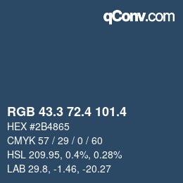 カラーコード: RGB 43.3 72.4 101.4 | qconv.com