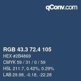 カラーコード: RGB 43.3 72.4 105 | qconv.com