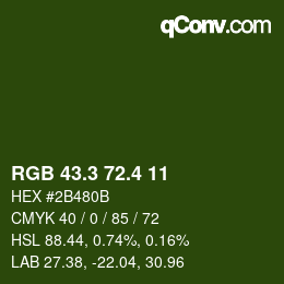 カラーコード: RGB 43.3 72.4 11 | qconv.com