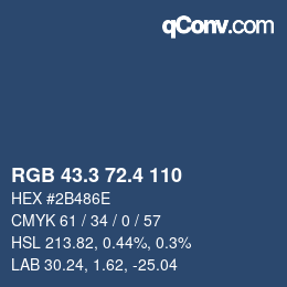 カラーコード: RGB 43.3 72.4 110 | qconv.com