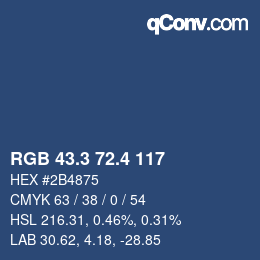 カラーコード: RGB 43.3 72.4 117 | qconv.com