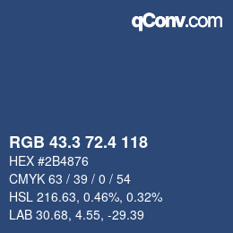 カラーコード: RGB 43.3 72.4 118 | qconv.com