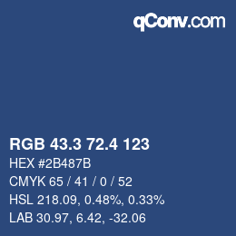カラーコード: RGB 43.3 72.4 123 | qconv.com