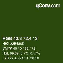カラーコード: RGB 43.3 72.4 13 | qconv.com