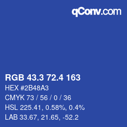 カラーコード: RGB 43.3 72.4 163 | qconv.com