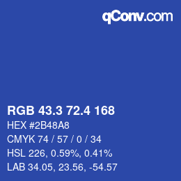 カラーコード: RGB 43.3 72.4 168 | qconv.com