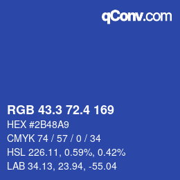 カラーコード: RGB 43.3 72.4 169 | qconv.com