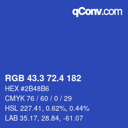 カラーコード: RGB 43.3 72.4 182 | qconv.com