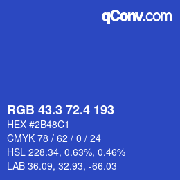 カラーコード: RGB 43.3 72.4 193 | qconv.com