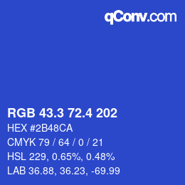 カラーコード: RGB 43.3 72.4 202 | qconv.com
