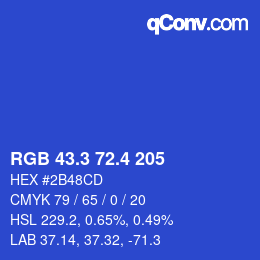 カラーコード: RGB 43.3 72.4 205 | qconv.com