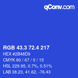 カラーコード: RGB 43.3 72.4 217 | qconv.com