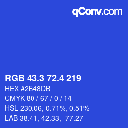 カラーコード: RGB 43.3 72.4 219 | qconv.com